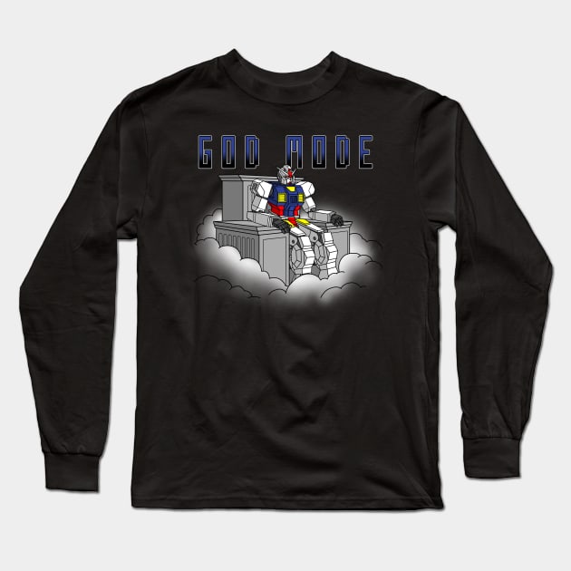 God Mode Funny Anime Mecha Robot Religious Meme Long Sleeve T-Shirt by BoggsNicolas